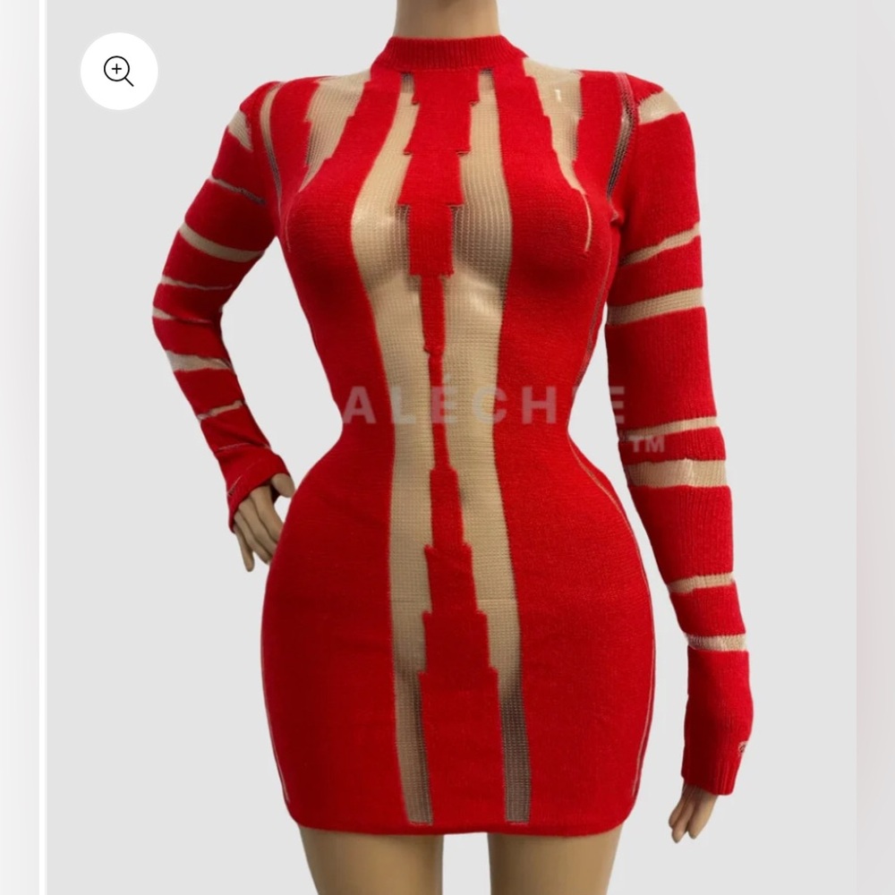 💔Calechie Illusion Dress In Red 💔